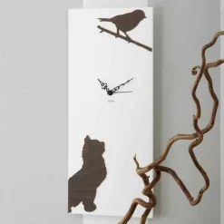 Orologio a Muro Bianco con Decori di Animali in Legno Design Moderno - Suspense