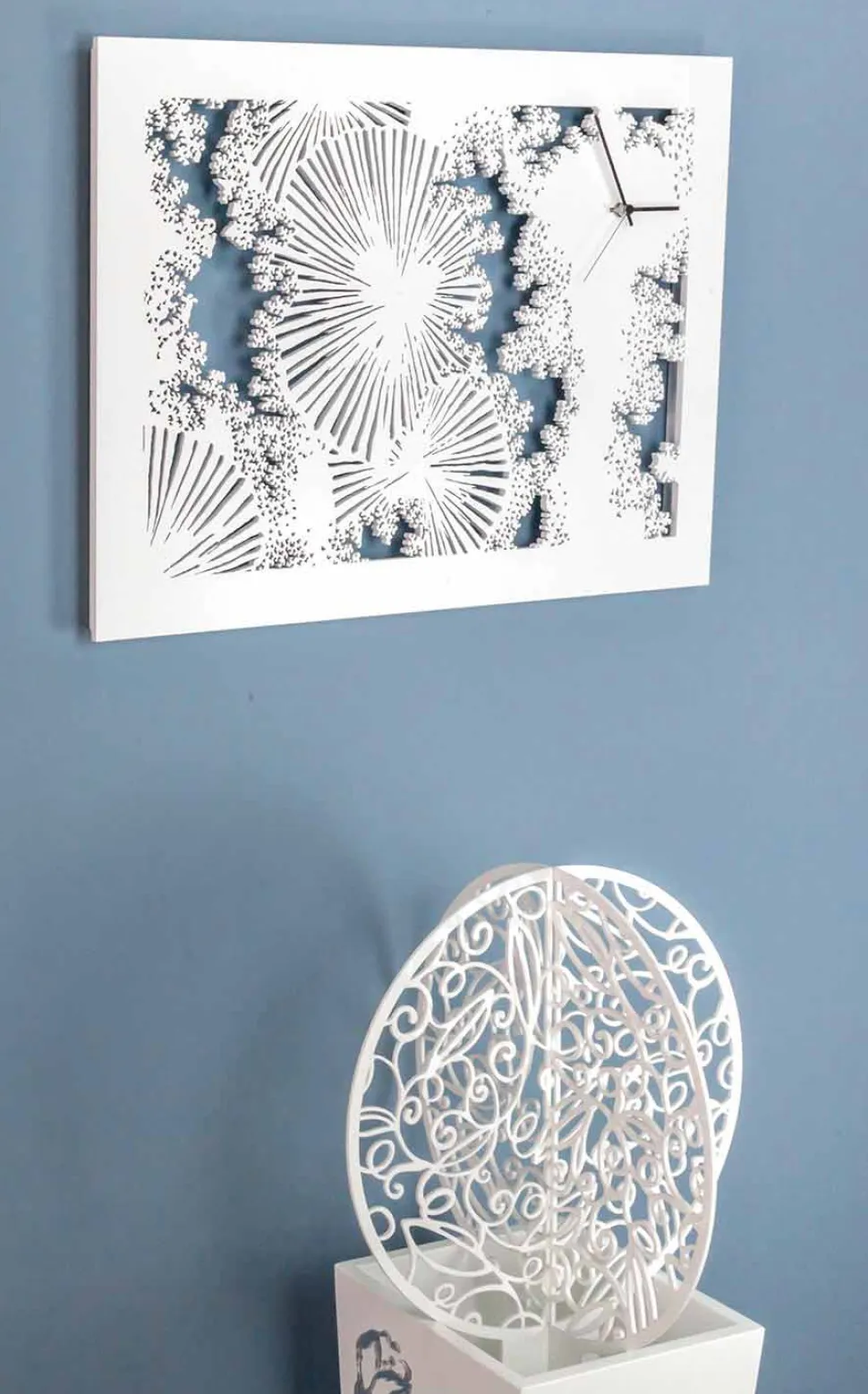 Orologio a Muro Design in Legno Bianco o Tortora Rettangolare - Artificio