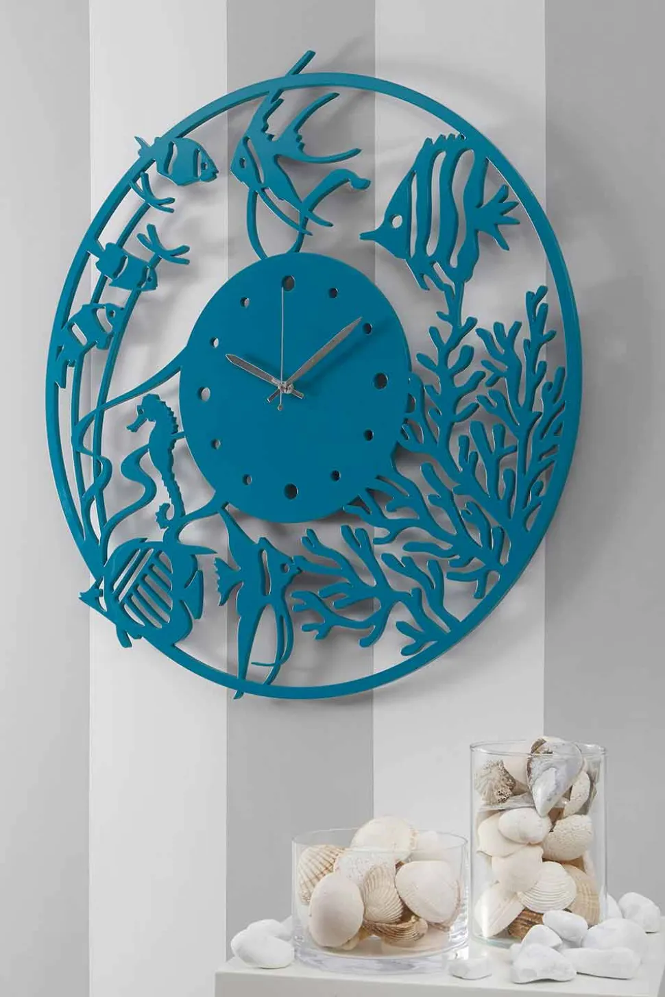 Orologio a Muro in Legno Design Grande Moderno Colorato Tondo - Infondoalmar