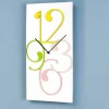 Orologio a Muro Legno Colorato e Bianco Design Rettangolare Moderno - Matematica