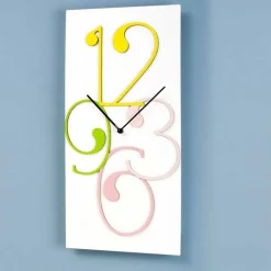 Orologio a Muro Legno Colorato e Bianco Design Rettangolare Moderno - Matematica