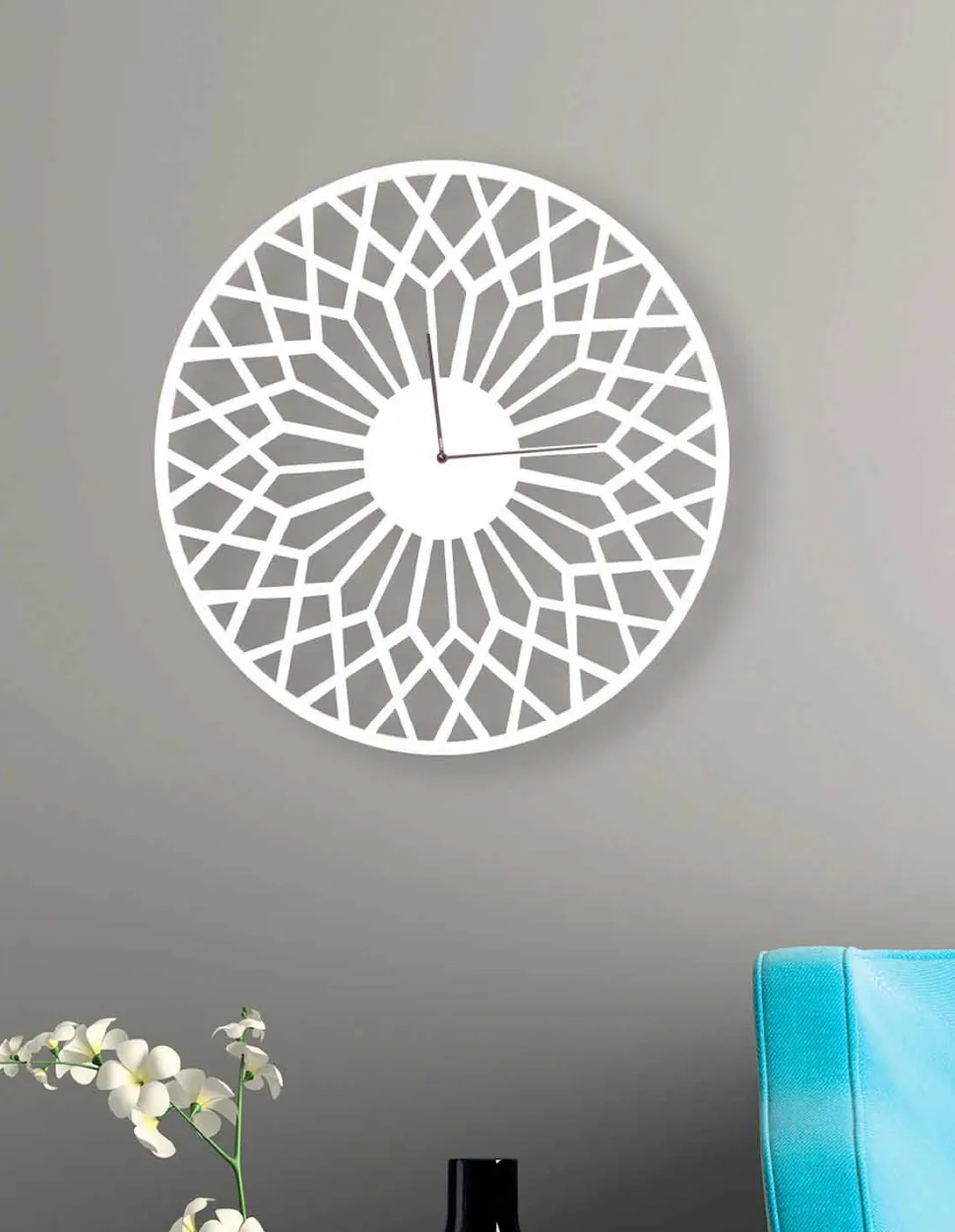 Orologio a Parete Grande e di Design Moderno in Legno Colorato Tondo - Dandalo