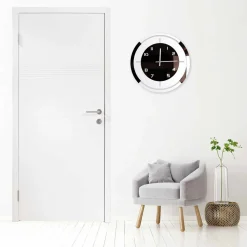 Orologio a Parete in Legno Bianco e Decori Bronzo di Design Moderno - Mavia