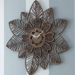 Orologio a Parete in Legno Chiaro o Scuro dal Design Moderno a Fiore - Aquilegia