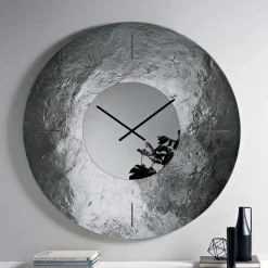 Orologio a Parete in Vetro Fuso Martellato Retroargentato Made in Italy - Cinzia