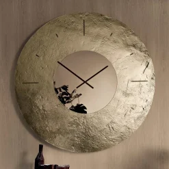 Orologio a Parete in Vetro Fuso Martellato Retroargentato Made in Italy - Cinzia