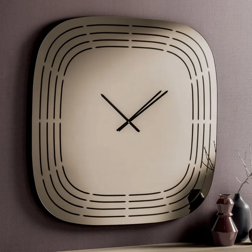 Orologio a Parete in Vetro Spechiato con Incisioni Laser Made in Italy - Cesira