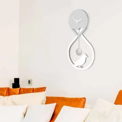 Orologio a Pendolo a Muro di Design Moderno Stilizzato Bianco e Grigio - Tebe
