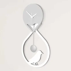Orologio a Pendolo a Muro di Design Moderno Stilizzato Bianco e Grigio - Tebe