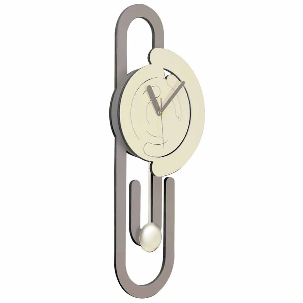 Orologio a Pendolo da Parete Design Moderno in Legno Beige e Marrone - Graffetta