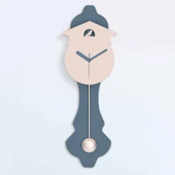 Orologio a Pendolo Moderno in Legno da Parete di Design Grigio e Rosa - Cuculo