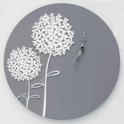 Orologio da Muro in Legno Grigio di Design Moderno Rotondo Decorato - Soffione