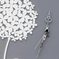 Orologio da Muro in Legno Grigio di Design Moderno Rotondo Decorato - Soffione