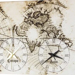 Orologio da muro raffigurante una vecchia mappa con 3 fusi Drew
