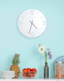 Orologio da Parete Bianco di Design Classico in Legno Rotondo - Settimio