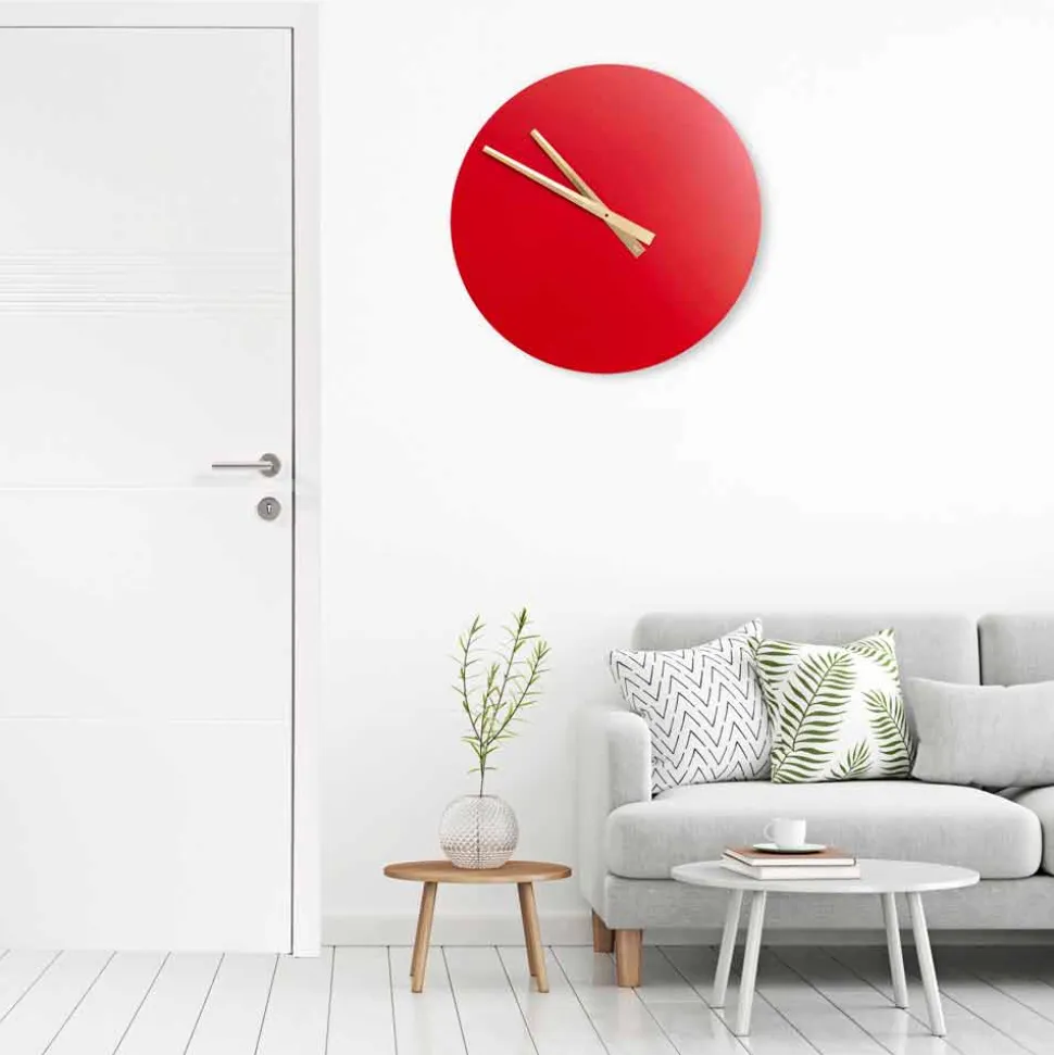 Orologio da Parete Grande Colorato Design Moderno in Legno Rotondo - Dione