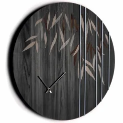 Orologio da Parete in Legno Rovere o Lavagna Inciso a Laser Design Tondo - Kanno
