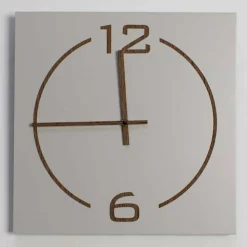 Orologio da Parete Quadrato e Moderno Design in Legno Beige e Marrone - Tabata