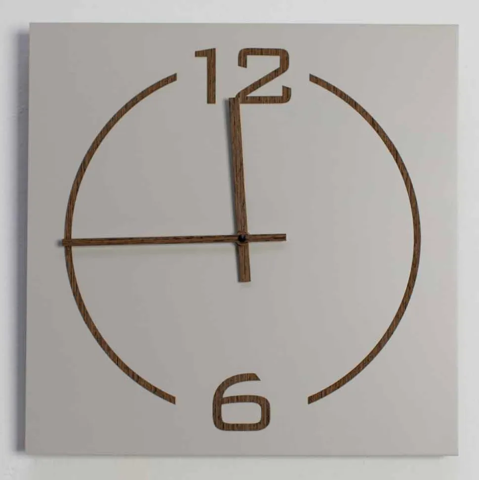 Orologio da Parete Quadrato e Moderno Design in Legno Beige e Marrone - Tabata
