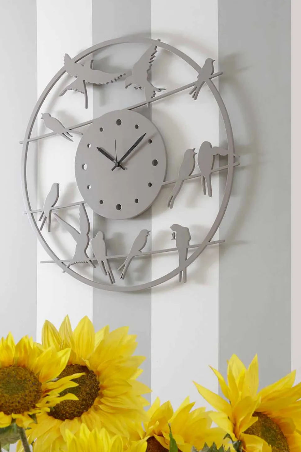 Orologio Grande da Parete Design Moderno in Legno Colorato Rotondo - Uccelli