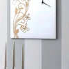 Orologio Grande da Parete Design Quadrato in Legno Bianco con Fiore - Florello