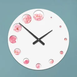 Orologio in Legno con Stampa di Fiore Camelia Made in Italy - India