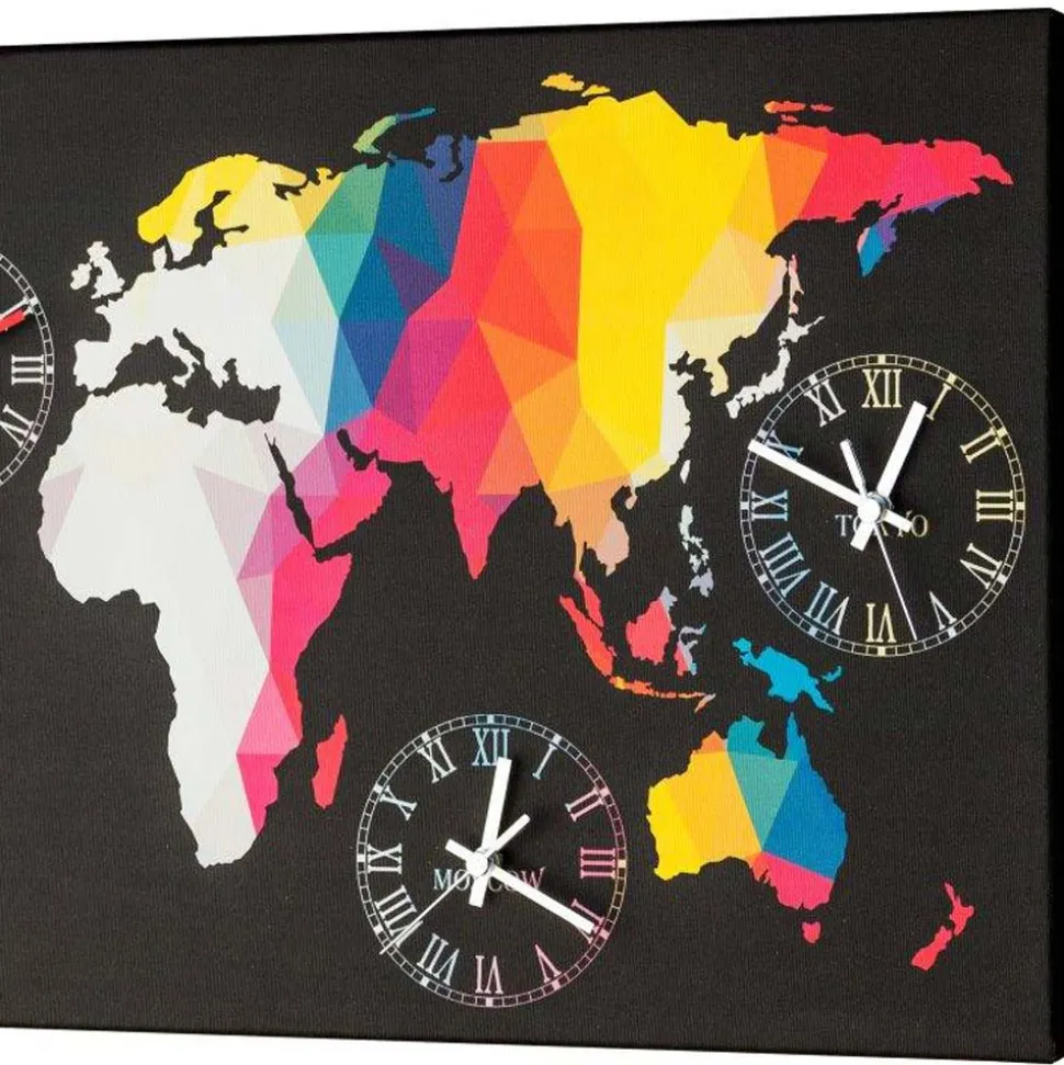Orologio moderno da parete con 4 fusi orari Ryder, fatto in Italia