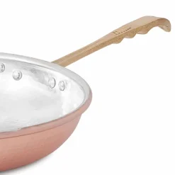 Padella Tonda in Rame Stagnato a Mano con Manico e Coperchio 36 cm - Gianluigi