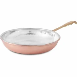 Padella Tonda in Rame Stagnato a Mano con Manico e Coperchio 28 cm - Gianluigi