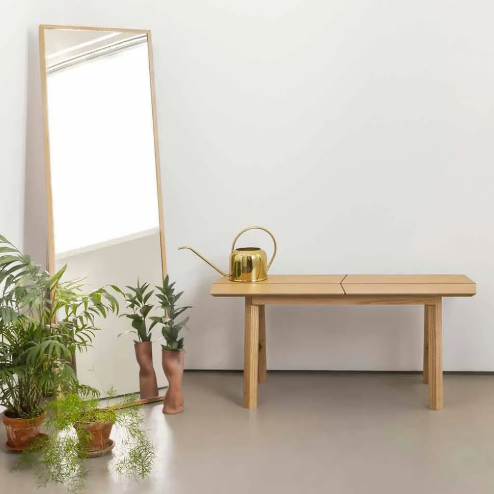 Panca di Design Moderno in Legno di Frassino con Seduta Impiallacciata - Andria
