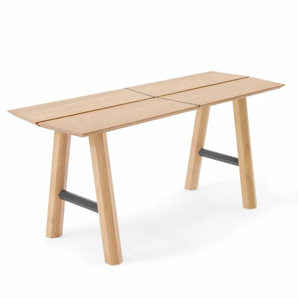 Panca di Design Moderno in Legno di Frassino con Seduta Impiallacciata - Andria