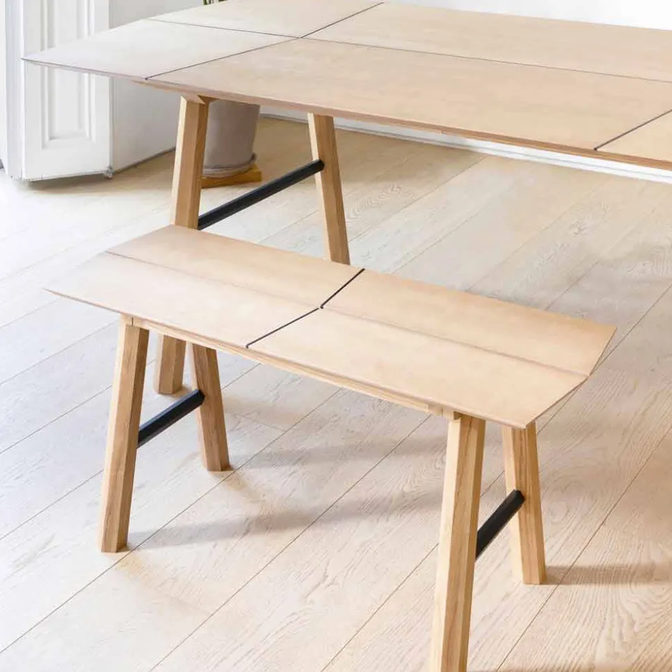 Panca di Design Moderno in Legno di Frassino con Seduta Impiallacciata - Andria
