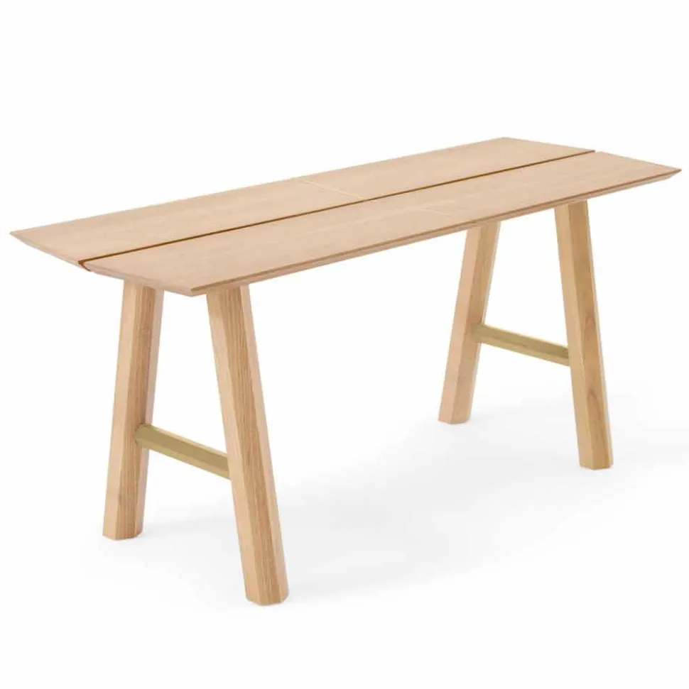 Panca di Design Moderno in Legno di Frassino con Seduta Impiallacciata - Andria