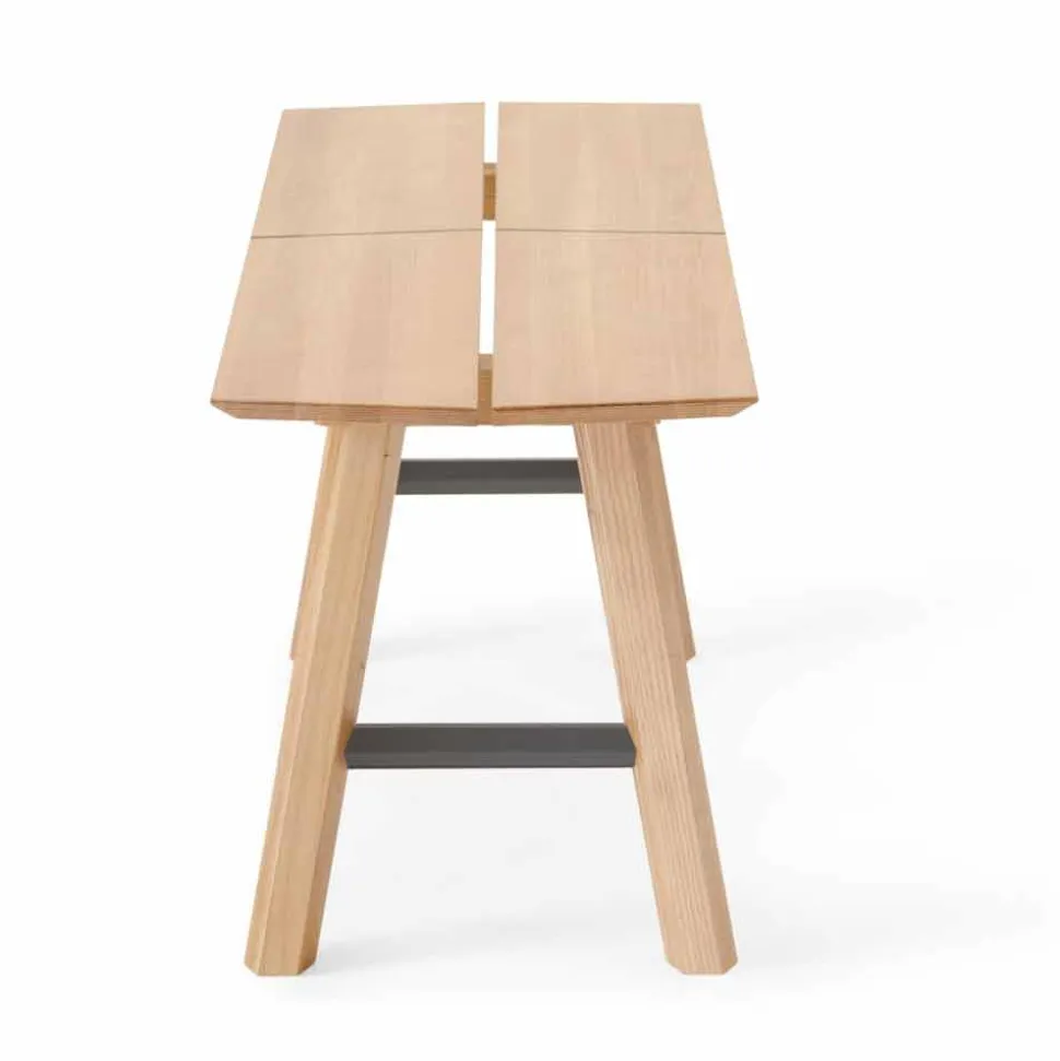 Panca di Design Moderno in Legno di Frassino con Seduta Impiallacciata - Andria