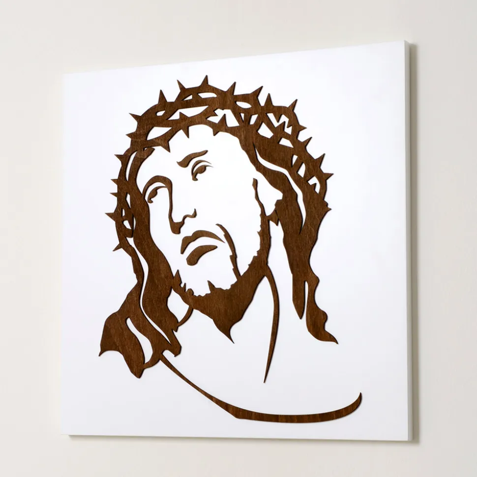 Pannello Bianco che Raffigura il Volto di Cristo Made in Italy - Akari