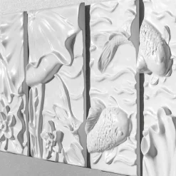 Pannello Decorativo a Parete Design Moderno Ceramica Bianco e Grigio - Giappoko