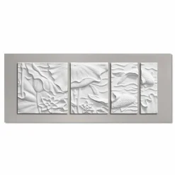 Pannello Decorativo a Parete Design Moderno Ceramica Bianco e Grigio - Giappoko