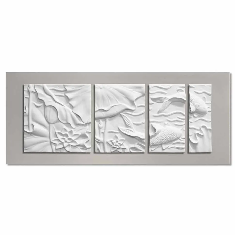 Pannello Decorativo a Parete Design Moderno Ceramica Bianco e Grigio - Giappoko