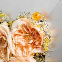 Pannello Decorativo Parete in Metallo e Rose Artificiali Made in Italy - Rosetta