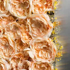 Pannello Decorativo Parete in Metallo e Rose Artificiali Made in Italy - Rosetta