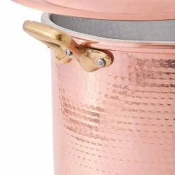 Pentola Alta in Rame Stagnato a Mano con Manici e Coperchio 28 cm - Mariarita