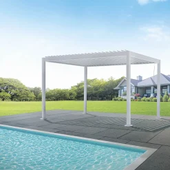 Pergola in Alluminio Bianco con Tetto Orientabile - Vitta