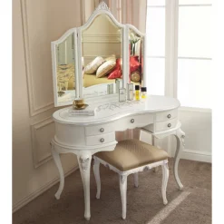 Pettiniera Trucco Classica in Legno con Specchio Made in Italy - Cambrige