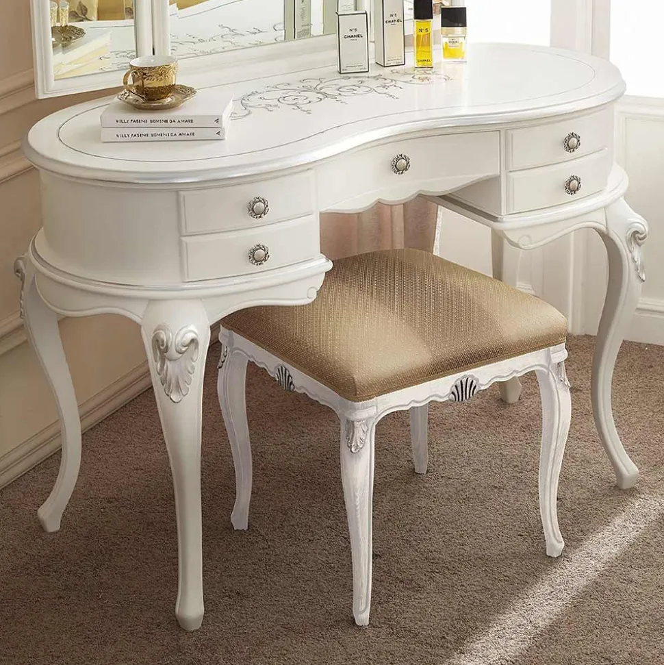 Pettiniera Trucco Classica in Legno con Specchio Made in Italy - Cambrige