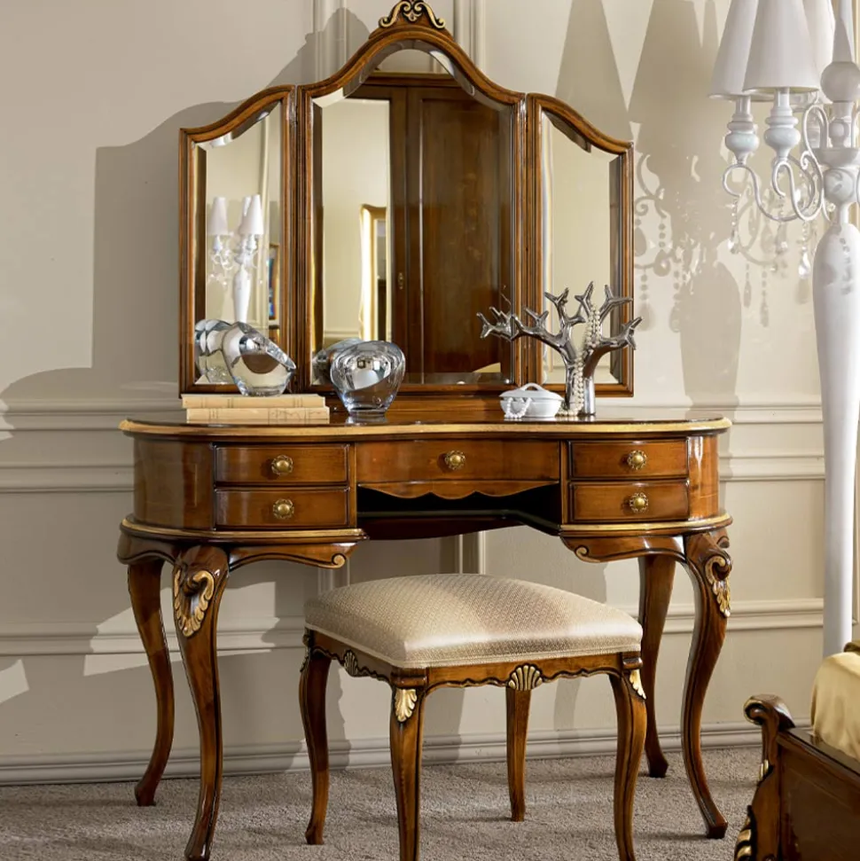 Pettiniera Trucco Classica in Legno con Specchio Made in Italy - Cambrige