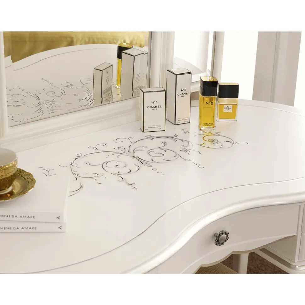 Pettiniera Trucco Classica in Legno con Specchio Made in Italy - Cambrige