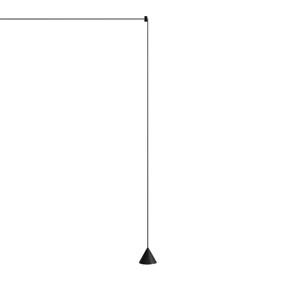 Piantana a Filo in Alluminio Nero e Cono Piccolo Design Minimale - Mercado
