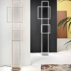 Piantana a LED in Metallo Verniciato Oro o Argento di Design - Formale