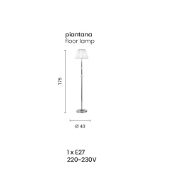 Piantana Design Classico in Metallo Cromo, Cristallo e Brillanti - Similo