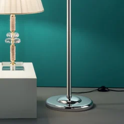Piantana Design Classico in Metallo Cromo, Cristallo e Brillanti - Similo